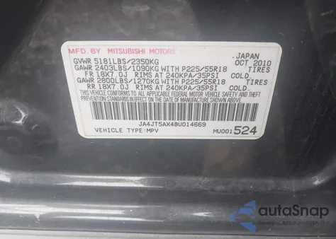 2011 Mitsubishi Outlander Gt from USA, damaged, VIN JA4JT5AX4BU014669